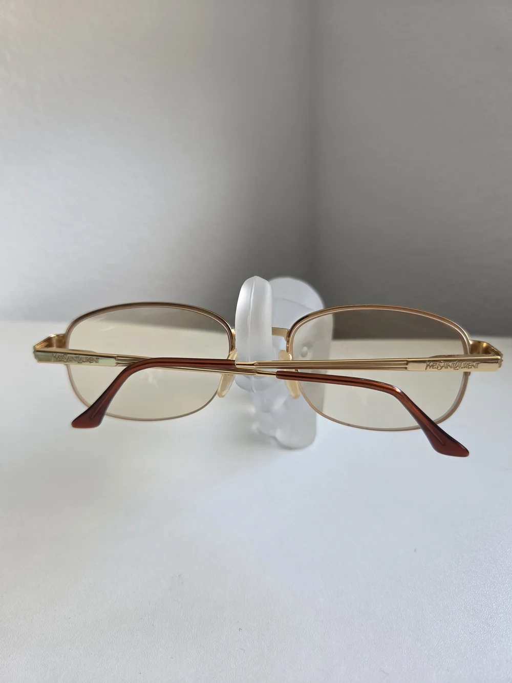 YSL Gold Tortoise Half Rim Eyeglasses